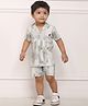 Polka Tots Half Sleeve Geometric Printed Shirt & Shorts -  Grey