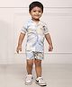 Polka Tots Half Sleeve Abstract Paint Strokes  Printed Shirt & Shorts - White