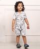Polka Tots Half Sleeve Abstract  Printed Shirt & Shorts -  White