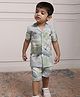 Polka Tots Half Sleeve Colour  Gradient Detailed Shirt & Shorts - White