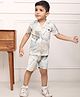 Polka Tots Half Sleeve Colour  Gradient Detailed Shirt & Shorts - White