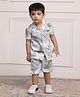 Polka Tots Half Sleeve Abstract Printed Shirt & Shorts -  White
