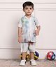 Polka Tots Half Sleeve Colour  Gradient Detailed Shirt & Shorts - White