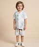 Polka Tots Half Sleeve Colour  Gradient Detailed Shirt & Shorts - White