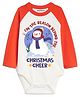 Knitroot Cotton Knit Christmas Theme Full Raglan Sleeves Christmas Cheer Text Printed Onesie - Red & White