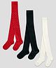 The Sandbox Clothing Co Pack Of 3 Solid & Polka Dots Printed Stockings - Black White & Red