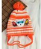 PASSION PETALS Animal Face Detailed & Color Blocked Unisex Warm Bobble Cap - Orange