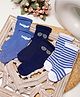 PASSION PETALS Pack Of 3 Striped & Aeroplane  Detailed Warm Socks -  Blue White