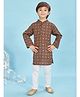 Maaikid Full Geometrical Blocks Printed  Kurta And Pyjama Set - Brown