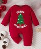 KNITROOT Christmas Theme Full Sleeves Merry Christmas Printed Romper - Red