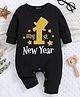 KNITROOT New Year Theme Full Sleeves My 1st New Year Printed Romper - Black