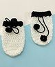Little Peas Handmade  Woollen Mittens - White & Black