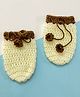 Little Peas Handmade  Woollen Mittens - Off White & Brown