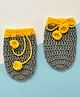 Little Peas Handmade  Woollen Mittens - Grey & Yellow