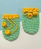 Little Peas Contrast Border Handmade Woollen Mittens - Green & Yellow