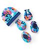 Babyhug 100% Cotton Knit Cap Mittens & Booties Set Leaf Print - Blue