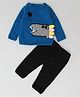 Woonie Full Sleeves Dinosaur Crochet Designed Sweater Set - Blue