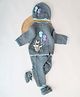 Woonie Full Sleeves Rabbit & Balloon  Embroidered Sweater & Pant Set - Dark Grey