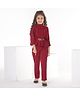 Ministitch Georgette Three Fourth Sleeves Solid Gathered Top And Pant Set -   Maroon