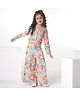 Ministitch Full Sleeves Water Colour Effect Printed Co Ord Set - White Orange Pink