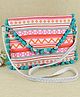 Asthetika Geometric Design With Pom Pom Detailed & Gota Lace Embellished Sling Bag - Green