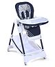 Babyhug High Chair with 7 Level Height Adjustment & Removable Cushion Seat- Navy Blue| Reclining Seat| Compact Fold| Lockable Wheels| Removable Double Food Tray| Adjustable Foot-rest| Storage Basket