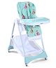 Babyhug High Chair with 7 Level Height Adjustment & Removable Cushion Seat- Sea Green| Reclining Seat| Compact Fold| Lockable Wheels| Removable Double Food Tray| Adjustable Foot-rest| Storage Basket