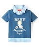 Babyhug Cotton Knit Half Sleeves Teddy Printed Over Lapping T-Shirt - Navy Blue