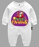 The Peppy Tend Christmas Theme Unisex Full Sleeves Merry Christmas Text & Santa Claus Printed Romper - White