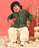 Vastramay Full Sleeves Seamless Bandhej Designed Kurta With Patiala - Green & Cream