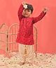 Vastramay Full Sleeves Seamless Bandhej Designed Kurta With Patiala - Red & Cream