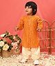 Vastramay Full Sleeves Seamless Bandhej Designed Kurta With Patiala - Yellow & Cream