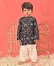 Vastramay Full Sleeves Seamless Elephant & Peacock Patola Designed Kurta With Patiala - Blue & Cream