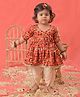 Vastramay Three Fourth Sleeves Patola Printed & Gota Lace Embellished Kurta With Dhoti Pant -  Red