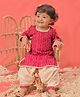 Vastramay Full Sleeves Bandhej Printed & Gota Lace Embellished Kurta With Pyjama - Pink