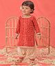 Vastramay Full Sleeves Bandhej Printed & Gota Lace Embellished Kurta With Pyjama -  Red