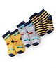 Doodle Poodle Cotton Knit Ankle Length Socks Stripe  & Car Design Pack of 3 - Yellow Grey & Navy Blue