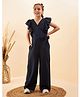 Cherry & Jerry Frill Sleeves Solid   Jumpsuit - Navy Blue