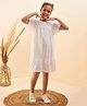 Cherry & Jerry Cap Frill Sleeves Schiffli Embroidered A Line    Dress - White