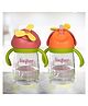 Baybee Daffodil 330 ml Baby Sipper Bottle for Kids Anti Spill Sipper Cup with Soft Silicone Straw with Handle & Rotating Fan - (Orange)