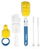 BAYBEE 4 in 1 Nylon Bristles Baby Feeding Bottles & Nipple Cleaning Brush Easy Grip 360° Rotating Long Handle for Easy to Clean Bottle Neck & Corners for All Mugs & Cups (Blue)