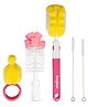BAYBEE 4 in 1 Nylon Bristles Baby Feeding Bottles & Nipple Cleaning Brush Easy Grip 360° Rotating Long Handle for Easy to Clean Bottle Neck & Corners for All Mugs & Cups (Pink)