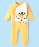 Babyhug Cotton Interlock Knit Full Sleeves Tiger Printed Footed Sleepsuit - Yellow