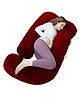 OYO BABY J Shape Pregnancy Pillow | Support Head Neck, Back, Hips, Legs, Belly l For Pregnant Women | with Removable Washable Velvet Cover - MaroonOYO BABY J Shape Pregnancy Pillow Support Head Neck, Back, Hips, Legs, Belly  For Pregnant Women with R