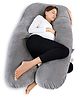 OYO BABY U Shape Pregnancy Pillow Support Head Neck, Back, Hips, Legs, Belly l For Pregnant Women with Removable Washable Velvet Cover - Grey