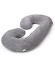 OYO BABY C Shape Pregnancy Pillow | Support Head Neck, Back, Hips, Legs, Belly l For Pregnant Women | with Removable Washable Velvet Cover - Grey