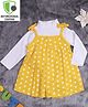 COCOON ORGANICS Full Sleeves Polka Dot Printed Dress With Solid Onesie - Yellow & White