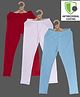 COCOON ORGANICS Pack Of 3 Solid Super Stretchable Leggings With Antimicrobial Coating - Red Sky Blue & White
