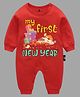 The Peppy Tend New Year Theme Full Sleeves My First New Year Text Printed Unisex Romper - Red