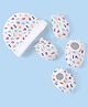 Babyhug 100% Cotton Knit Cap Mittens & Booties Number Print - Multicolour